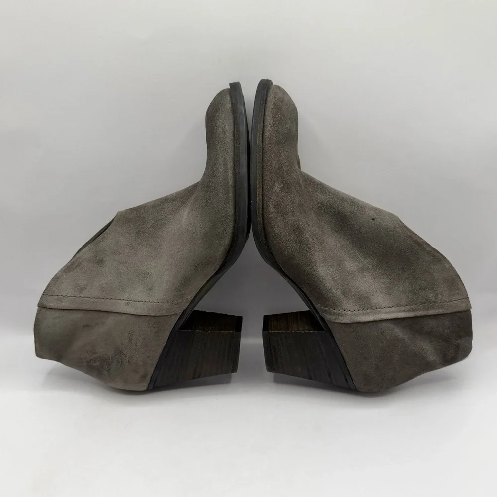 Paul Green Delgado Gray Suede Ankle Boots Women’s Size 7 Block Heel Zip Shoes